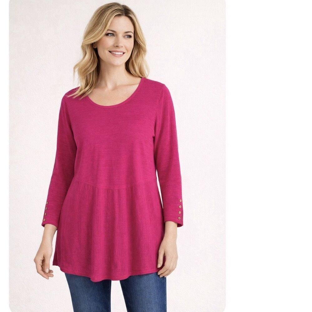 Habitat Clothes To Live In Pink Knit Tunic Top Size Medium Cotton Blend